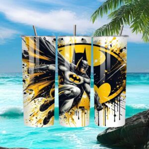 Batman Action Hero Comic Paint Splash Skinny Tumbler Wrap