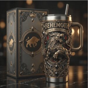 Behemoth “Power Never Bows” Mythical Golden Bull Sculpted 40oz Tumbler
