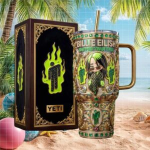 Billie Eilish Happier Than Ever Blohsh 3D Neon Green Luxury Tumbler