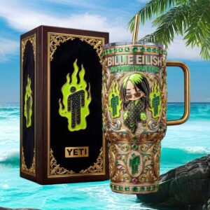 Billie Eilish “Happier Than Ever” Emerald & Gold Luxury 40oz Tumbler