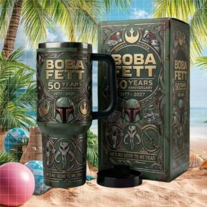 Boba Fett 50 Years Anniversary 1977 2027 Star Wars 3D Embossed Tumbler