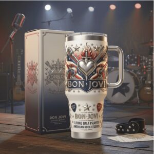 Bon Jovi Living On A Prayer American Rock Legends 40oz Insulated Tumbler