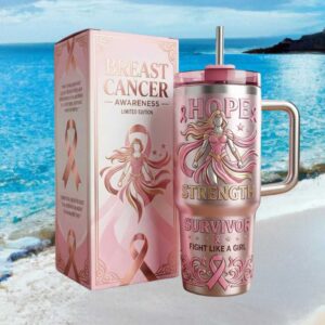 Breast Cancer Awareness Hope Strength Survivor Pink Warrior 40oz Tumbler
