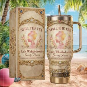 Bridgerton “Spill The Tea” Lady Whistledown Society Papers Tumbler