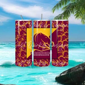 Brisbane Broncos NRL Rugby Maroon and Gold Pattern Tumbler