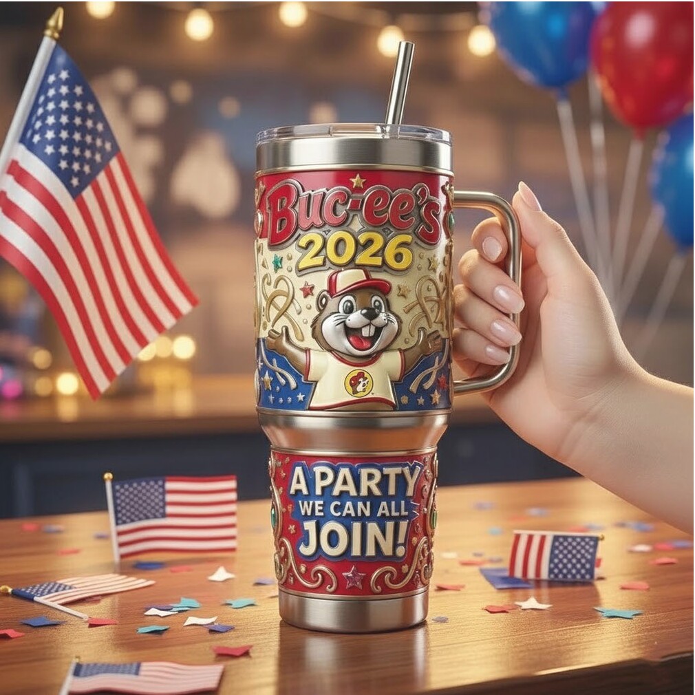 Buc ee’s 2026 “A Party We Can All Join” Patriotic 40oz Tumbler with Handle and Gift Box Buc ee’s 2026 “A Party We Can All Join” Patriotic 40oz Tumbler with Handle and Gift Box