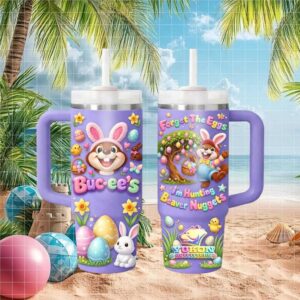 Buc ee's Easter Edition Purple Travel Tumbler Forget The Eggs I'm Hunting Beaver Nuggets