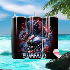 Buffalo Bills Mascot Charging Bison Lightning Football Tumbler