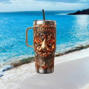 Charizard Born of Flame 3D Dragon Scale Texture 40oz Tumbler