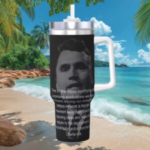 Charlie Kirk Quote Political Commentary 40oz Insulated Tumbler with Handle