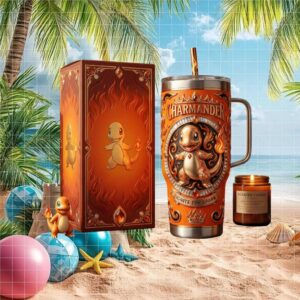 Charmander “Ignite the Spark” Pokémon 3D Embossed Orange Collector Tumbler