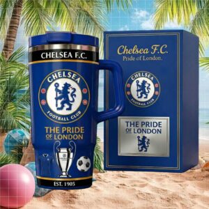 Chelsea F.C. Pride of London Soccer Fans 40oz Insulated Tumbler with Handle