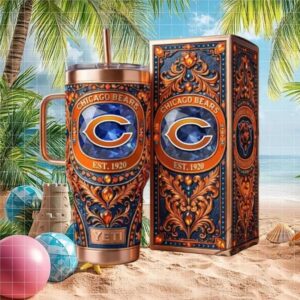 Chicago Bears Est 1920 Luxury Jewel Encrusted Style 40oz Tumbler