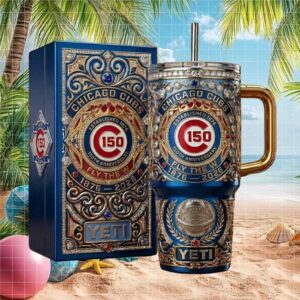 Chicago Cubs 150th Anniversary “Fly The W” Luxury Blue & Gold Tumbler