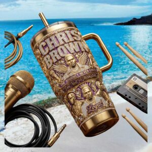 Chris Brown The Journey Never Ends 3D Gold Luxury Music Tumbler