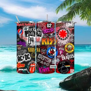Classic Rock Band Logo Collage Aesthetic Music Fan Design