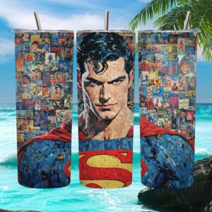 Classic Superman Comic Mosaic Art Tumbler Wrap Sublimation