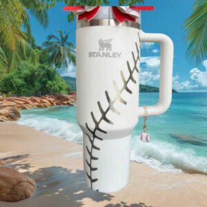 Custom Baseball Stitch Engraved Insulated Tumbler with Baseball Charm