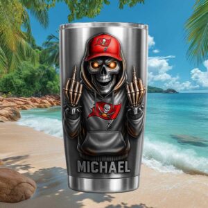 Custom Buccaneers Skull Hoodie Graphic Stainless Steel Coffee Tumbler