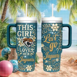 Custom Jacksonville Jaguars Glitter Insulated Cup Team Spirit Gift