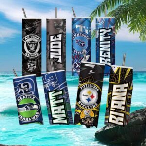 Custom NFL Team Mix Tumbler Raiders, Seahawks, Steelers Personalized Name