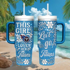 Custom Tennessee Titans Blue Sparkle Mug Football Gift for Women