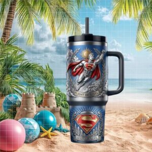 DC Comics Superman “Flight of Steel” 3D Emblem 40oz Stainless Steel Tumbler