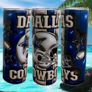 Dallas Football Helmet and Stars Airbrush Style Tumbler Wrap