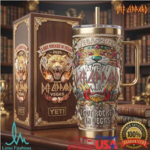 Def Leppard I Got Rocked in Vegas 2026 3D Leopard Print Metal Tumbler