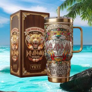 Def Leppard Vegas 2026 “I Got Rocked” 3D Leopard & Dice Concert Tumbler