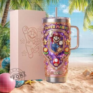 Deluxe Super Mario 3D Crystal & Gem Encrusted 40oz Insulated Travel Tumbler