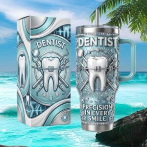 Dentist “Precision In Every Smile” 40oz Tumbler Orthodontist Luxury Gift Set