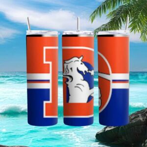 Denver Broncos Retro Logo Orange and Blue Stripe Tumbler Wrap