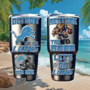 Detroit Lions Restore The Roar Personalized Tumbler Custom NFL Fan Gift