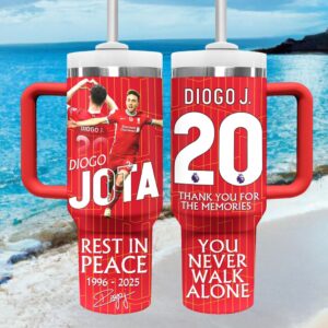 Diogo Jota Liverpool FC Tribute 40oz Insulated Travel Tumbler