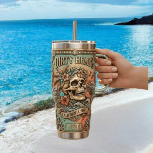 Dirty Heads California Soul 3D Floral Skull Custom Band Tumbler