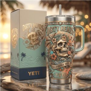Dirty Heads California Soul Tropical Skull Engraved 40oz Travel Tumbler