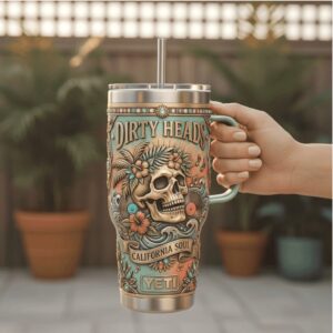 Dirty Heads California Soul Tropical Skull Engraved 40oz Travel Tumbler