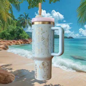 Disney Beauty and the Beast Blue & Gold Sketch 40oz Insulated Tumbler