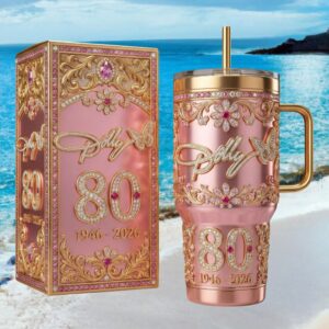 Dolly Parton 80th Birthday Celebration 1946 2026 Pink Floral 40oz Tumbler