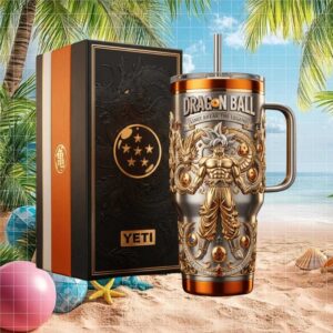 Dragon Ball Super Ultra Instinct Goku 3D Gold Embossed Yeti Tumbler