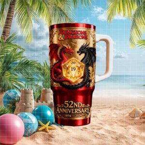 Dungeons & Dragons 52nd Anniversary Red and Gold 3D Dragon Tumbler