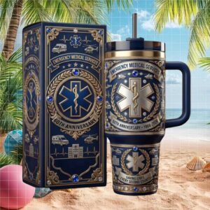 EMS 60th Anniversary Commemorative 40oz Tumbler with Handle