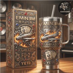Eminem Kamikaze FU 2 Fighter Jet Military Style 40oz Tumbler