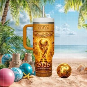 FIFA World Tumbler 2026 United By Passion Gold Insulated Tumbler with Handle