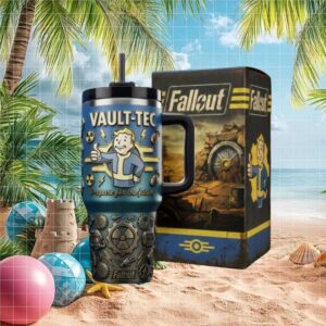 Fallout Vault Tec Vault Boy 3D Embossed 40oz Tumbler with Handle