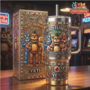 Five Nights at Freddy's Fazbear Pizza Gold Edition 40oz Tumbler