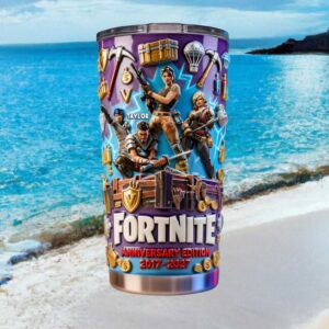 Fortnite 10th Anniversary 2017 2027 Custom Name 3D Tumbler