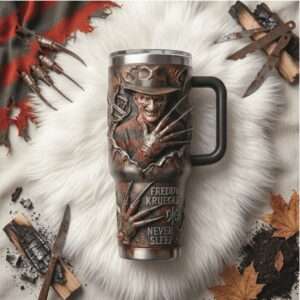 Freddy Krueger Nightmare on Elm Street “Never Sleep” 3D Horror Tumbler