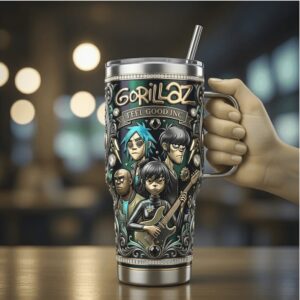 Gorillaz “Feel Good Inc” 3D Character Art Insulated Travel Tumbler
